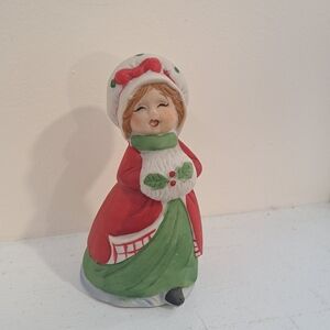 Vintage 1970s Jasco Merri Bells Girl Caroler Bell Fugurine.